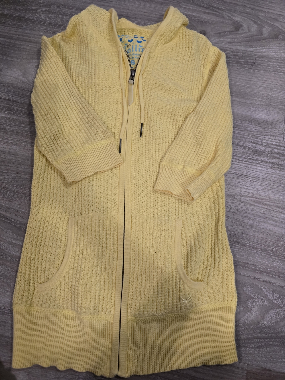 Nollie Pale Yellow Hooded Knit Zip Cardigan